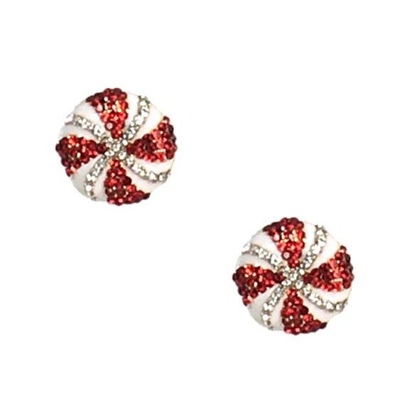 C&C Peppermint Swirl Crystal Candy Stud Earrings - Picture 1 of 9